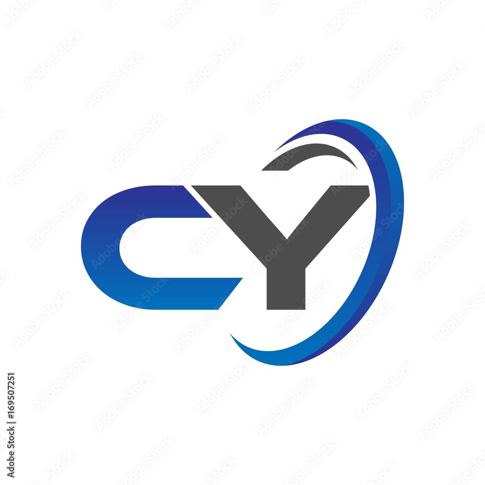 vector initial logo letters cy with circle swoosh blue gray vector initial logo letters cy with circle swoosh blue gray