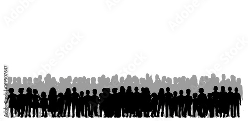 isolated crowd of people and children