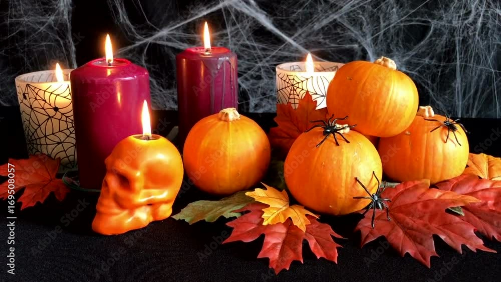 Closeup of Halloween party table, handheld. Closeup of Halloween party table, handheld.
