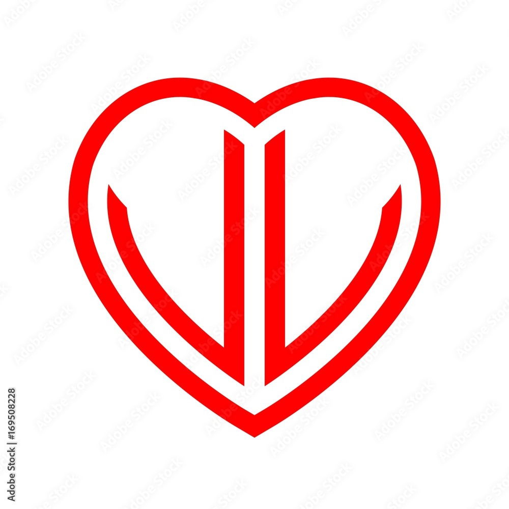 Initial Logo Letter Lv Heart Shape Stock Vector (Royalty Free) 695564902