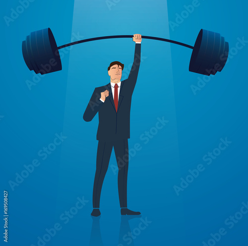 successful businessman weight lifting vector illustration