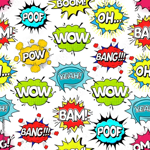 Tapety Komiks mowy Bańka wzór tła na biały. Wektor