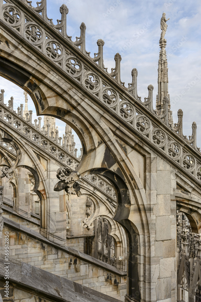 marble buttress at Cathedral, Milan, Italy