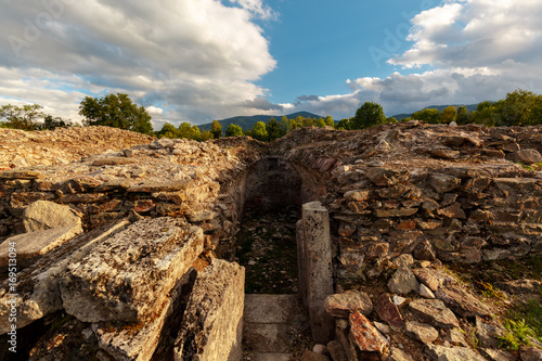 A wide angle shot of the Roman ruins of Sarmizegetusa in Deva, Transylvania, Romania photo