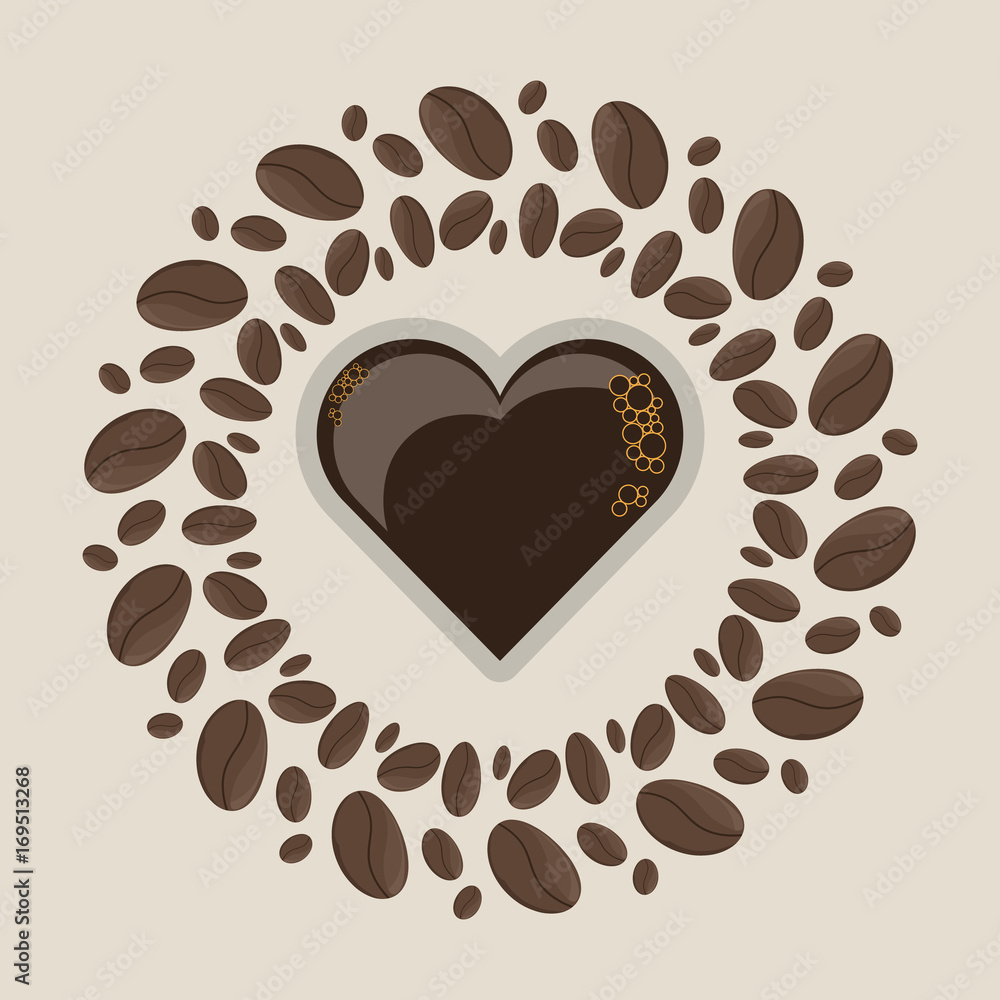 Obraz premium beans concept love coffee drinks vector illustration