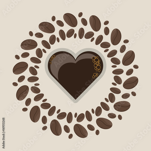 beans concept love coffee drinks vector illustration