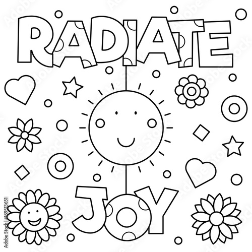 Radiate joy Coloring page. Vector illustration.