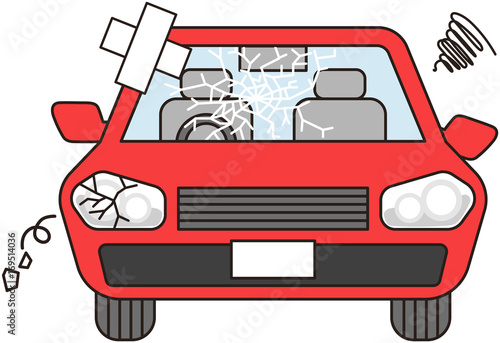 故障した車（赤）