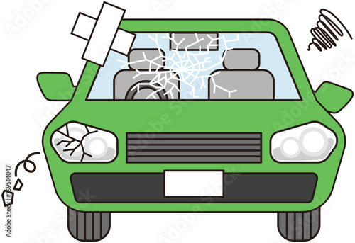 故障した車（緑）