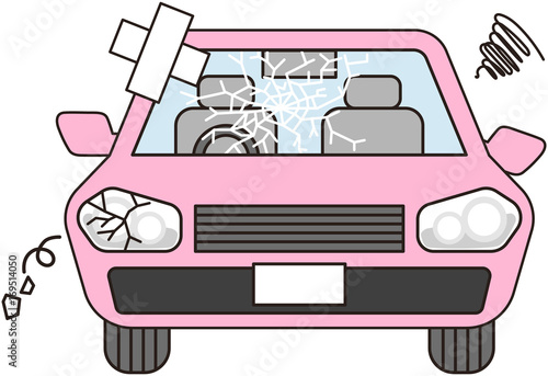 故障した車（ピンク）