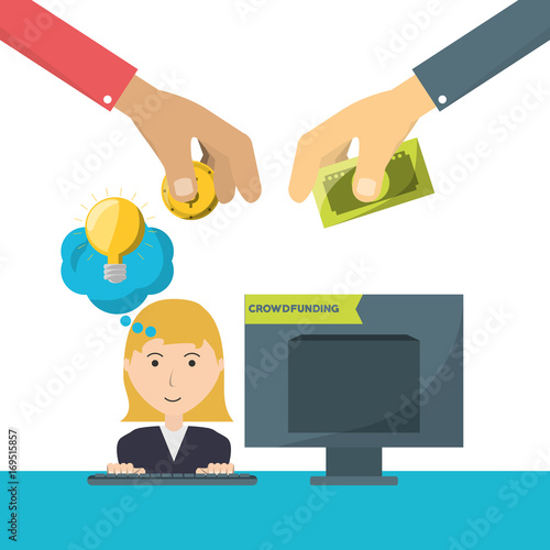 woman project to financial business support vector illustration