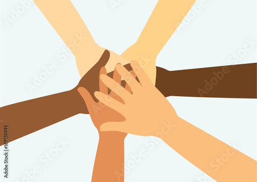 people putting their hands together vector 