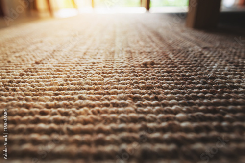 perspective close-up beige carpet texture floor of living room