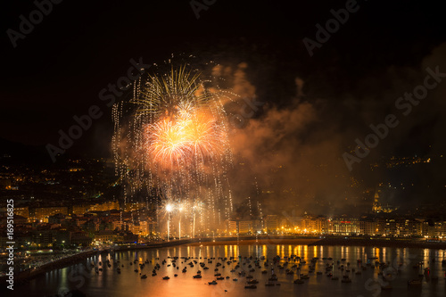 Fireworks at San Sebastian over La Concha beach