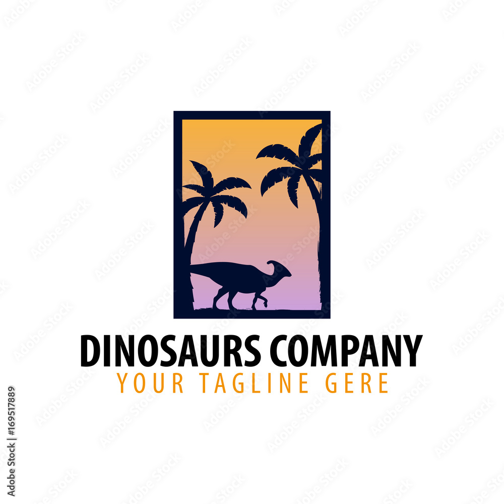 Dinosaurs company logo or emblem. Vector illustration.