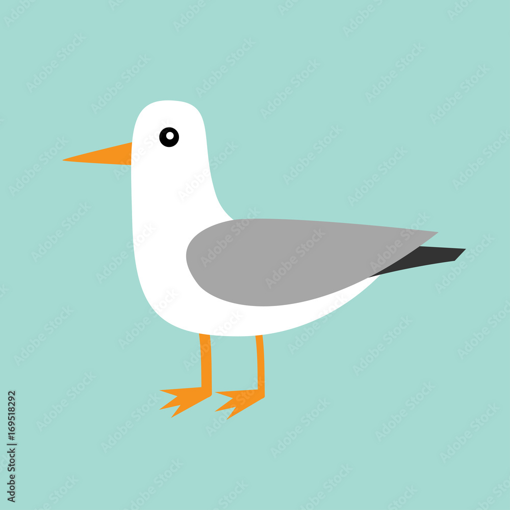 Obraz premium Antarctica albatross icon. Petrel Seagull wandering royal bird. Arctic animal collection. Cute cartoon baby character. Winter blue background. Isolated. Flat design.