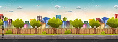 Seamless Street City Landscape For Game Ui