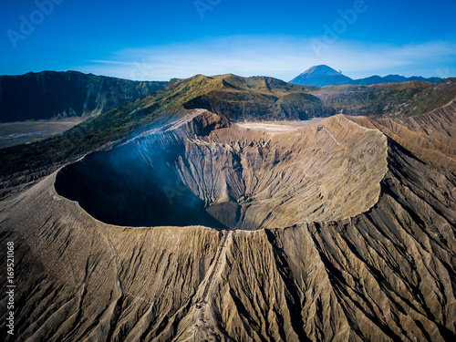 Leinwand Poster Mountain Bromo active volcano crater in East Jawa, Indonesia