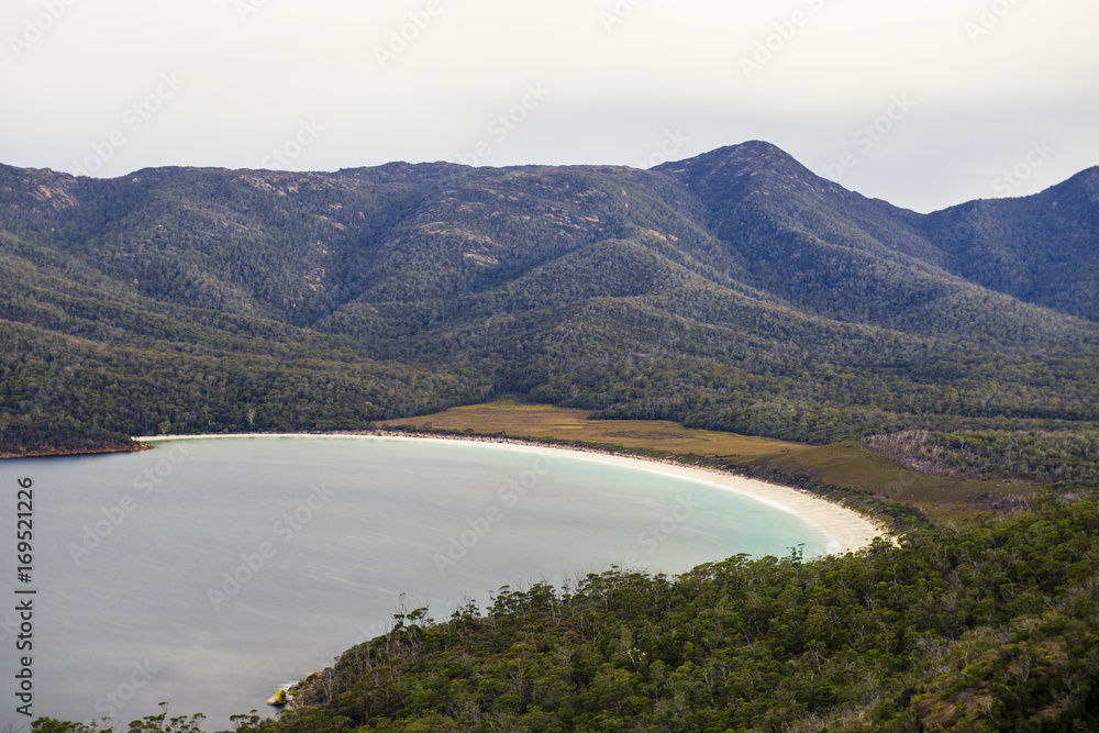Wineglass Bay beach located in Freycinet National Park, Tasmania.