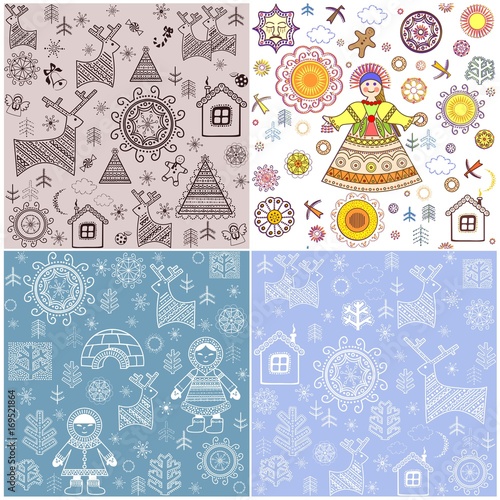 Winter backgrounds collection with abstract pattern for fabric, textile, wrapping paper, greeting card, invitation, wallpaper, web design