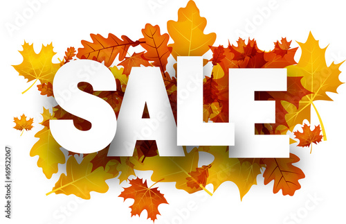 Sale background with orange leaves.