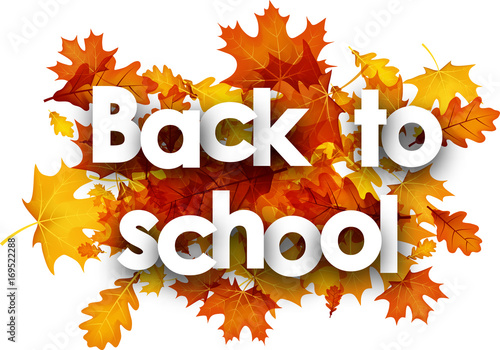 Back to school background with leaves.