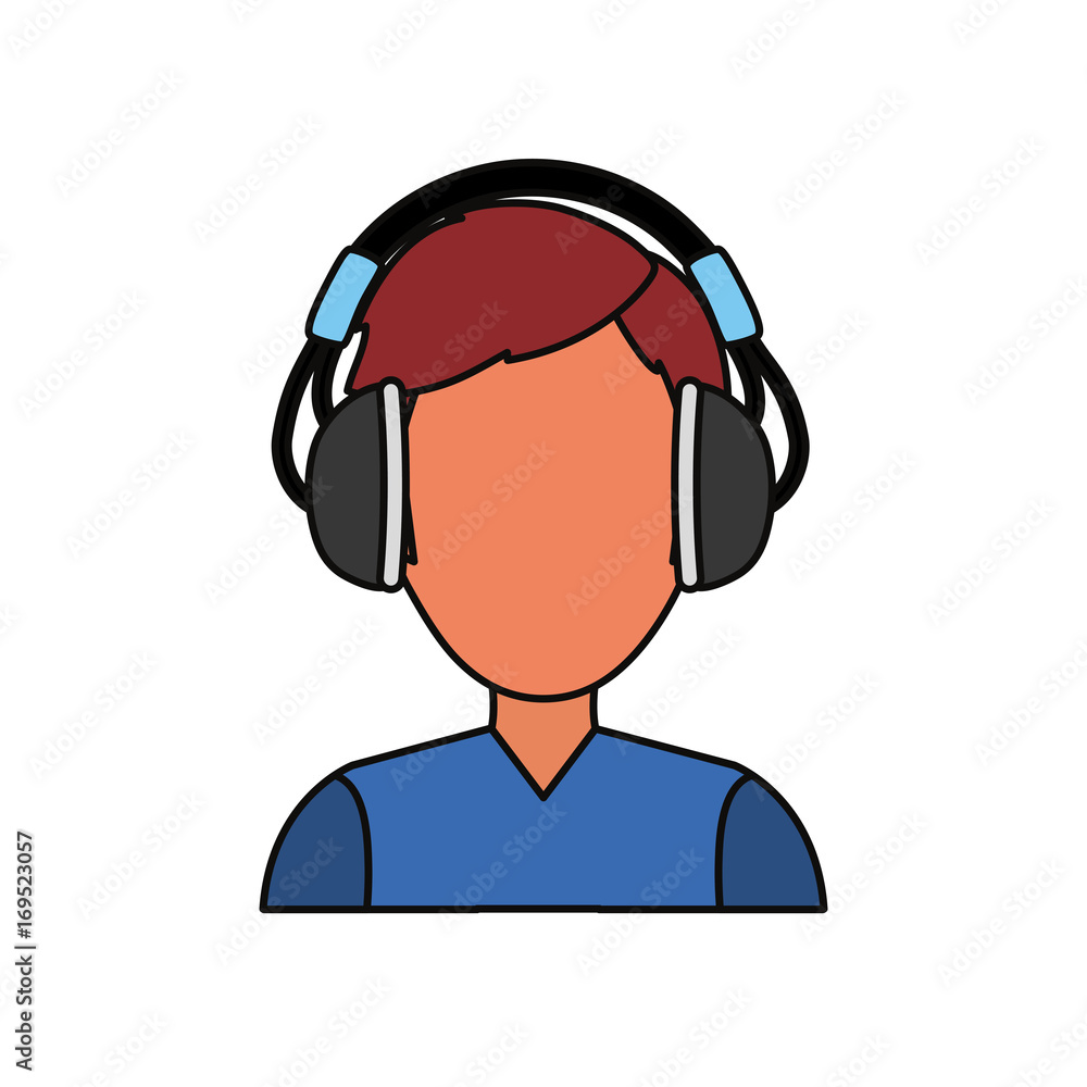 Man with headphones icon vector illustration graphic design Man with headphones icon vector illustration graphic design