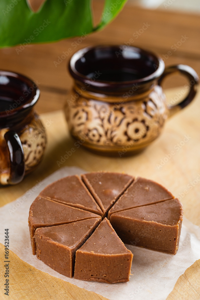 Homemade chocolate fudge with banana flavor Homemade chocolate fudge with banana flavor
