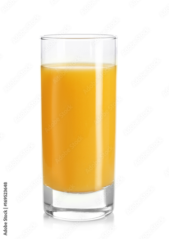 Glass of fresh orange juice on white background Glass of fresh orange juice on white background