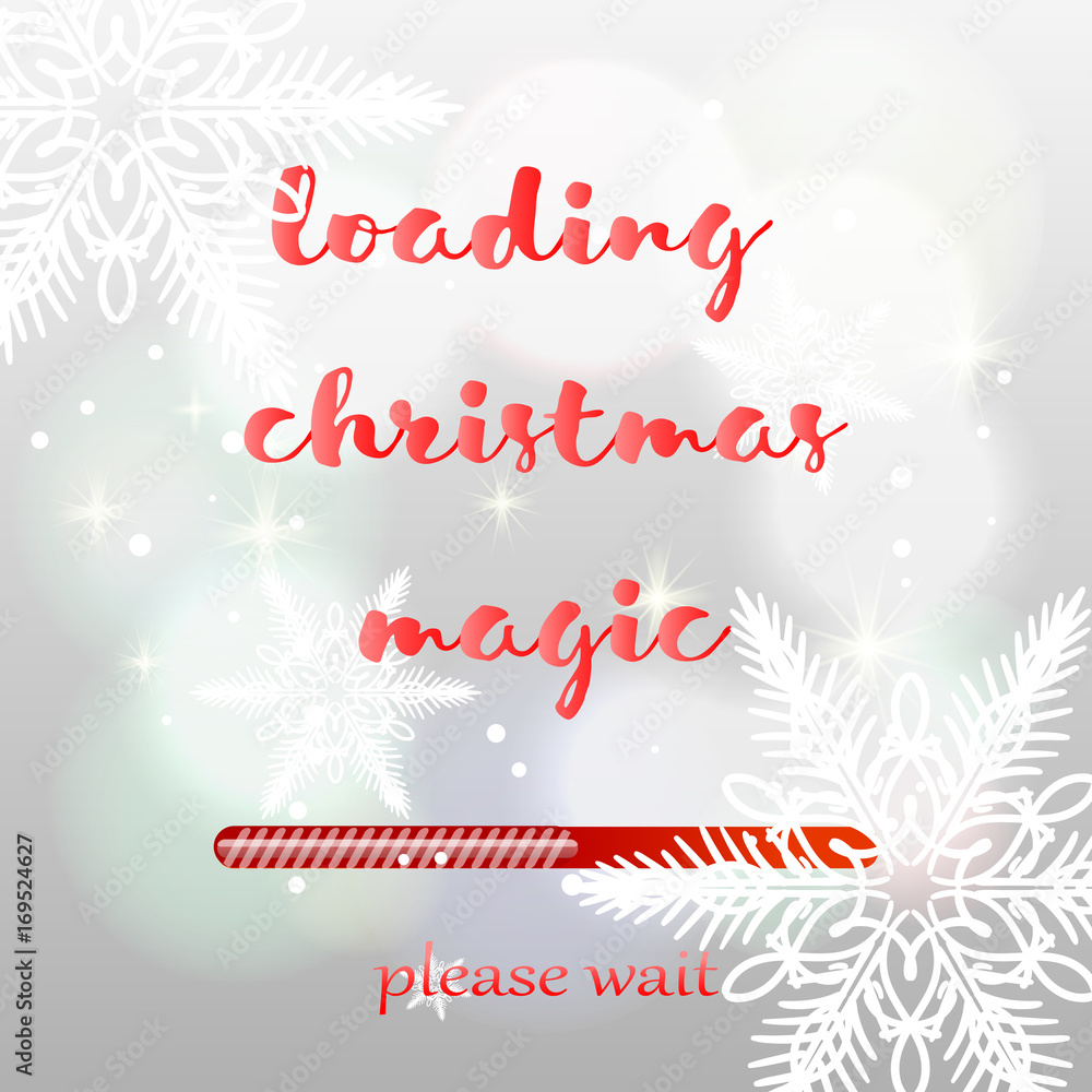 Christmas loading bar. Background with snow and snowflakes. Vector illustration