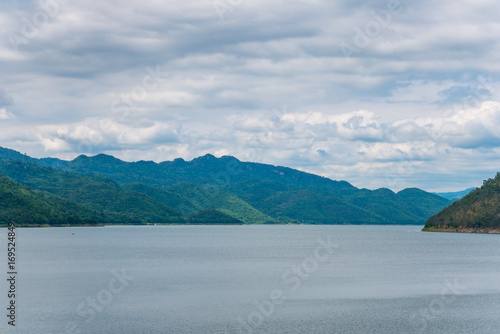 Landscape view of tranquil mountain and lake © komjomo