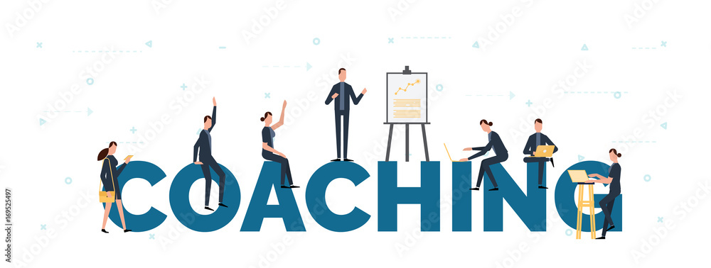 coaching concept illustration of business people attending the professional training.