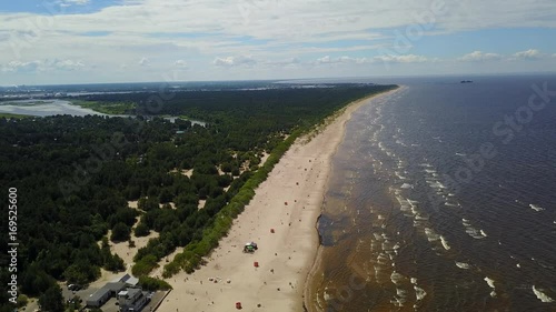 Vecaki Latvia Baltic Sea Seaside Aerial drone top view 4K UHD video photo