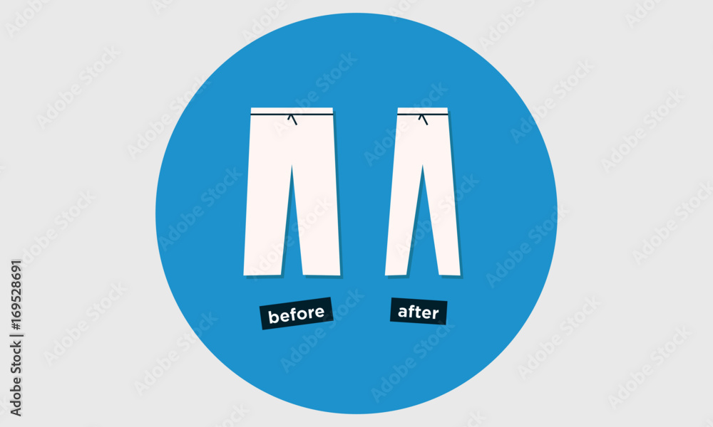 Pants Before And After Weight Loss (Flat Style Vector Illustration) Pants Before And After Weight Loss (Flat Style Vector Illustration)