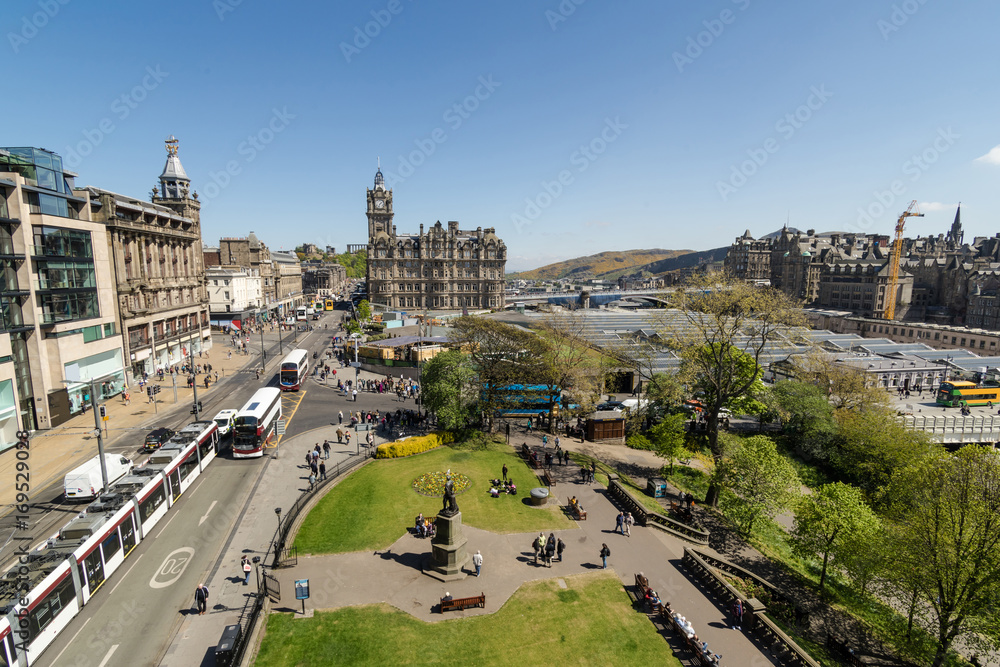 A view looking east from the Scott Monument, Princes Street, Edinburgh, Scotland.