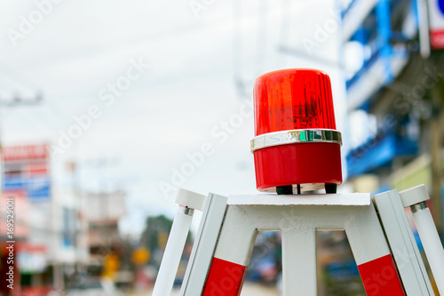 closeup siren light with soft-focus and over light in the background