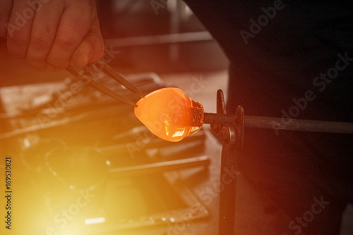 Glass making in process. photo