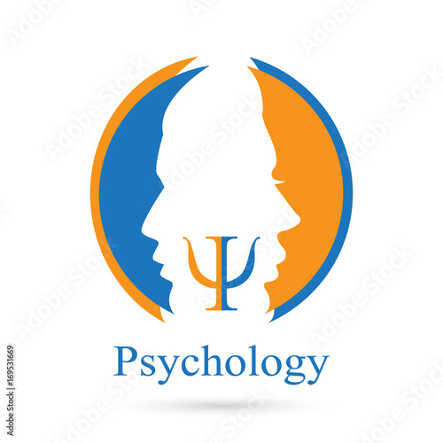 Profile vector silhouette with letter Psi inside