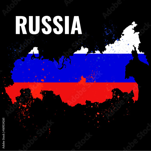 The outline of the Moscow with a watercolor flag inside. Vector illustration