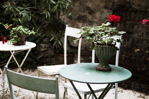 Vintage Table and Chairs with Flower