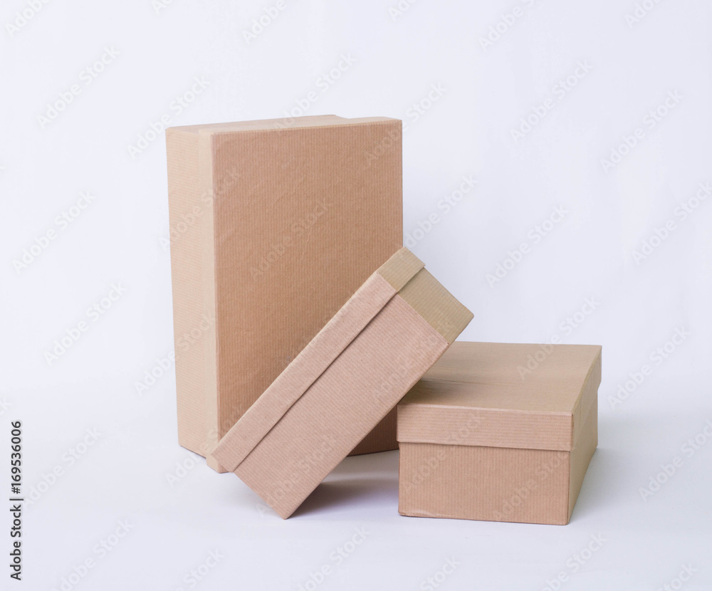 The tree cardboard box isolated different size on white background The tree cardboard box isolated different size on white background