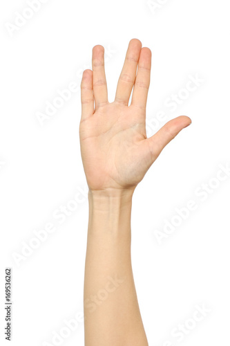 Female hand showing Vulcan Salute