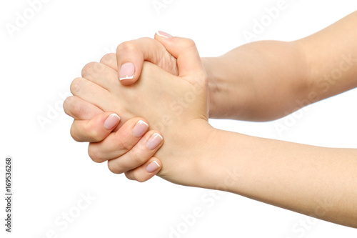 Woman's hands celebrating isolated