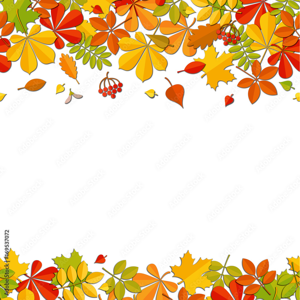 Seamless border autumn falling leaf isolated on white background. Seamless border autumn falling leaf isolated on white background.