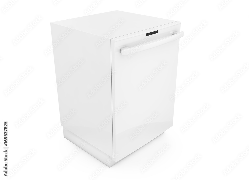 Freestanding dishwasher on white background 3d render Freestanding dishwasher on white background 3d render
