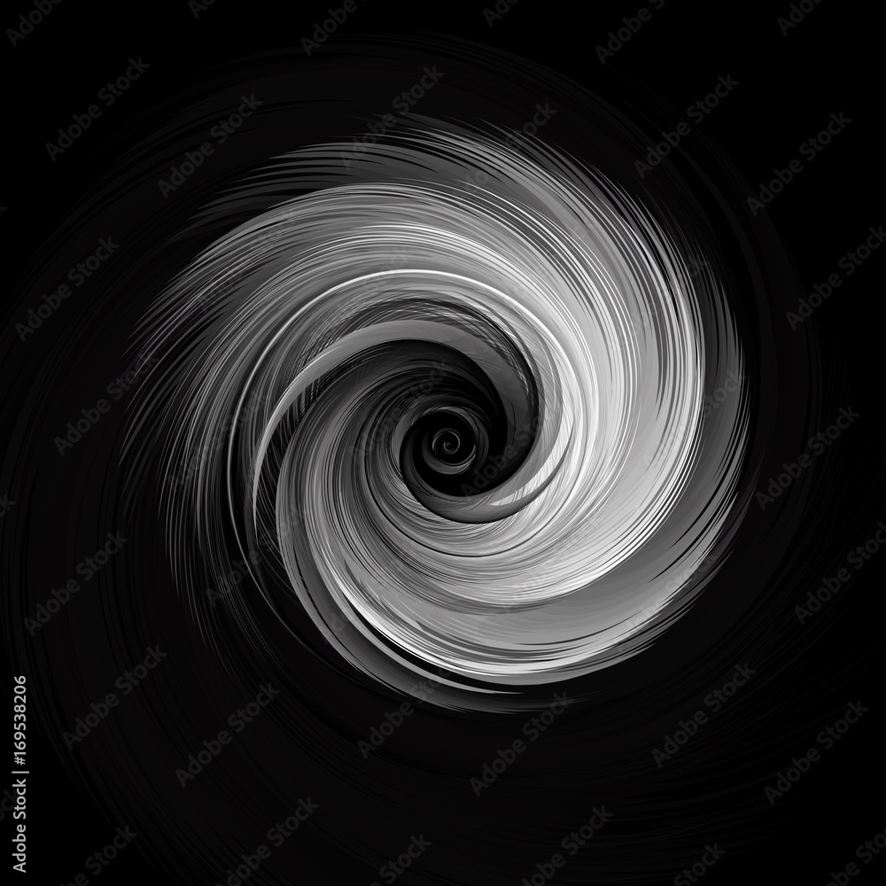 Fototapeta premium Abstract Grey Realistic Round Feather Vector Illustration on Black Background