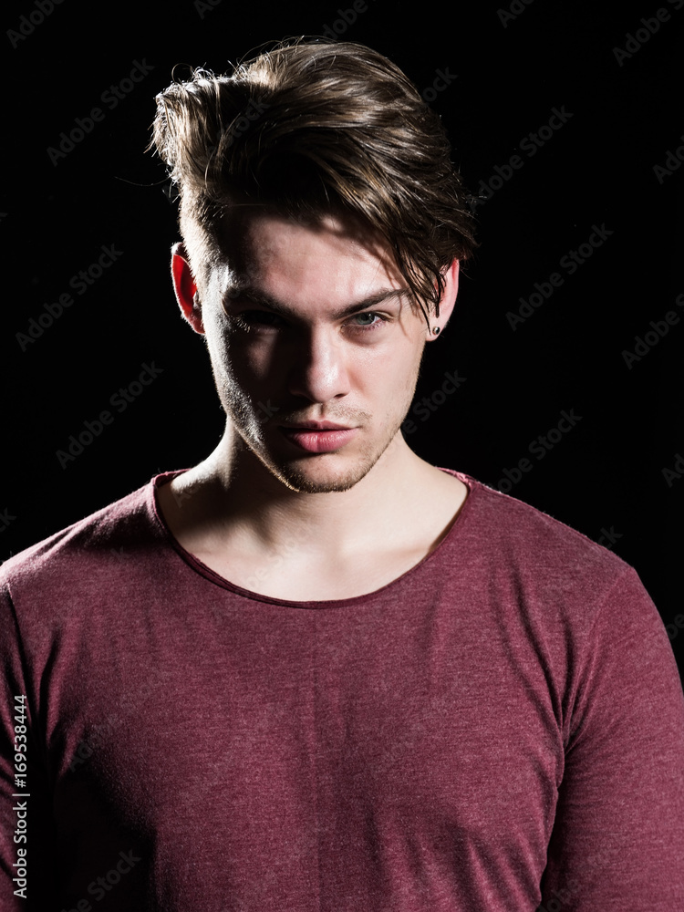 Model with stylish hair and bristle on young face Model with stylish hair and bristle on young face