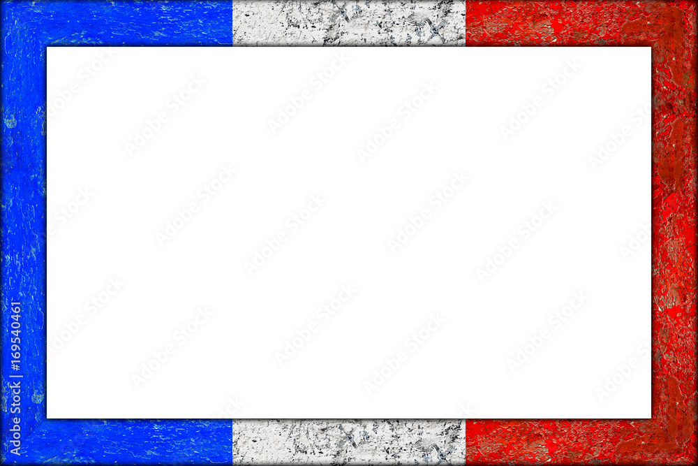 empty picture or blackboard wooden frame in french france flag design  isolated on white background / Bilderrahmen Rahmen frankreich flagge holz  Stock Photo | Adobe Stock