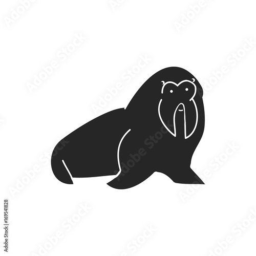 A silhouette of a walrus on a white background