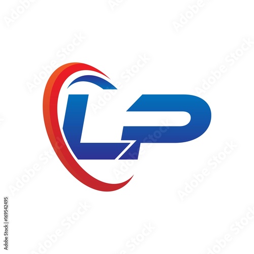 modern dynamic vector initial letters logo lb with circle swoosh red blue